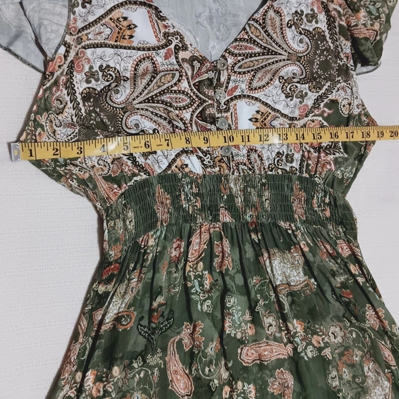 Floral Green Dress Size L - Picture 7 of 10